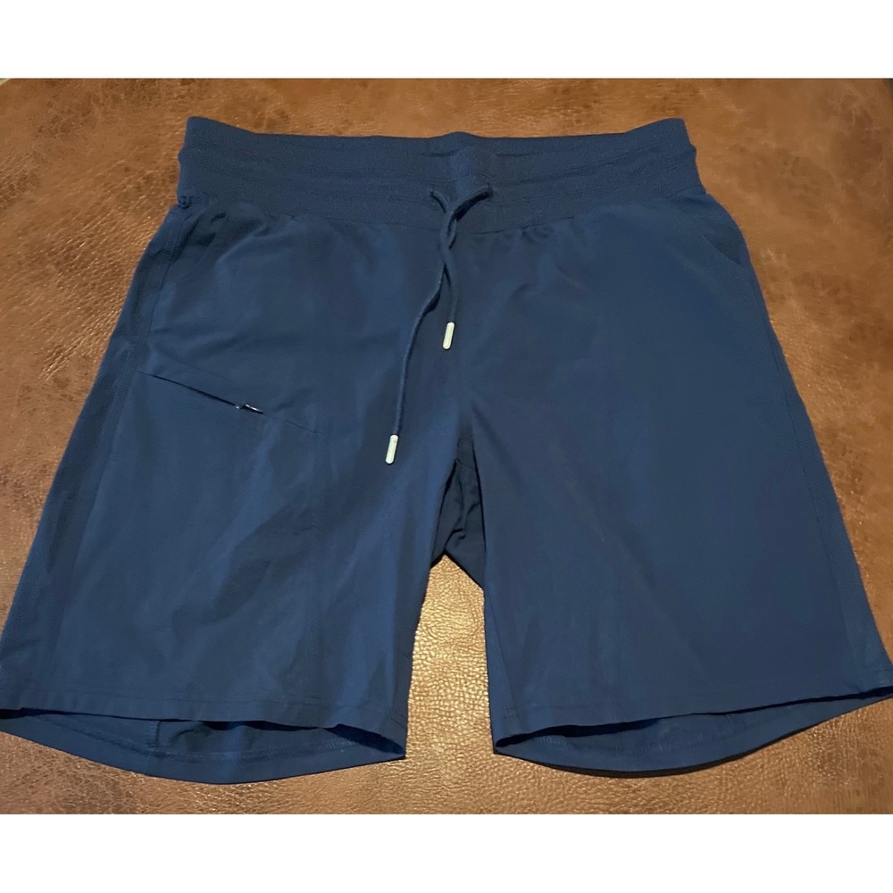 Zyia Active Mens Navy Blue Training Shorts XXL Elastic Waist Zip Pocket Athletic